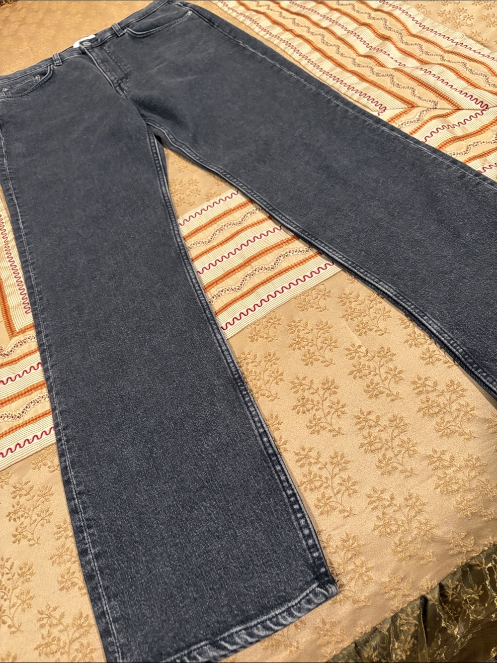 & Other Stories Black Wash Straight-Leg Jeans, Cotton Blend, 31/30